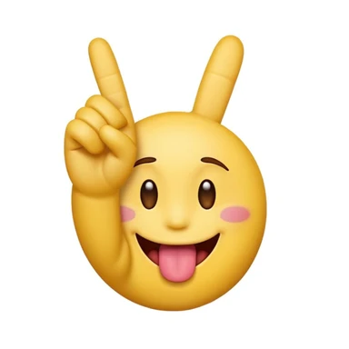 A yellow emoji face with its tongue sticking out
	•	A peace sign hand centered under the tongue
	•	The back of the hand showing (i.e. not the palm) sticker