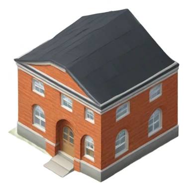 isometric red brick curved roof building sticker