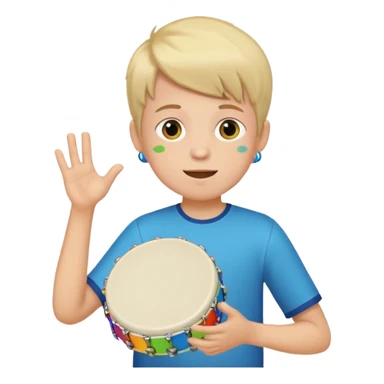 boy play colorful tambor sticker