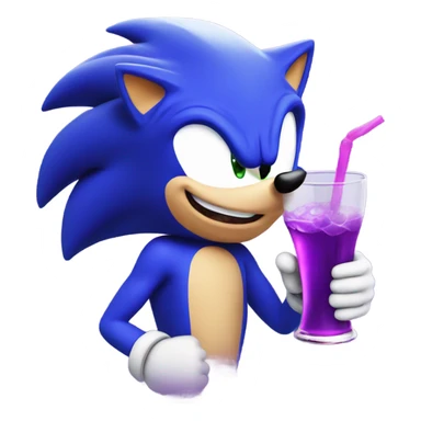 Sonic the hedgehog drinking purple bubbly drink sticker
