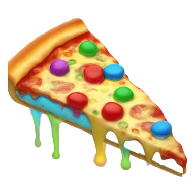 neon pizza slice with rainbow cheese sticker