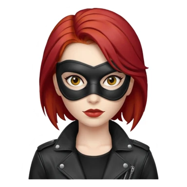woman thief chic with robber mask and red hair sticker