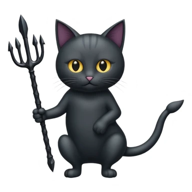 chat démoniaque qui tient un trident sticker