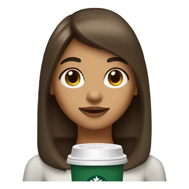 girl with a tan,straight brown hair with curtain bangs, with a mole on the left side of her face holding a starbucks christmas cup sticker