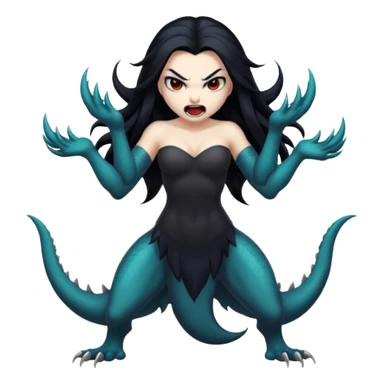 dark angry siren monster, full body sticker