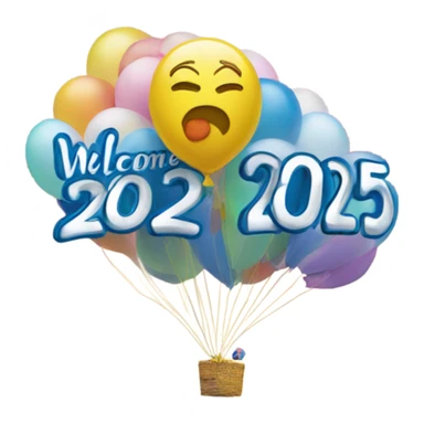 Balloon that says Welcome 2025! sticker