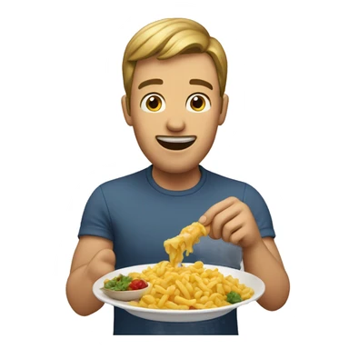 man eating food sticker
