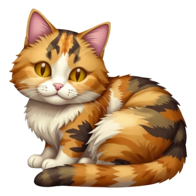 full body colourful light patched calico tabby cat with hazel eyes sleeping sticker