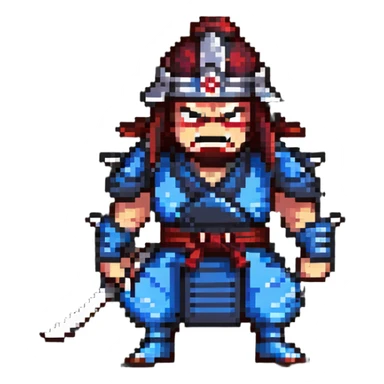 angry samurai in battle stance sticker
