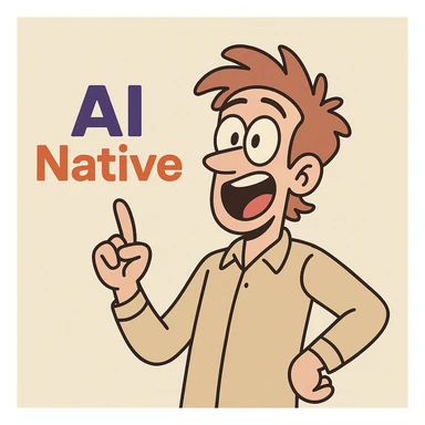Minimalist Slack-like wordmark, 'AI Native' text only, bold colors, simple and recognizable, no icon, designed for a digital product sticker