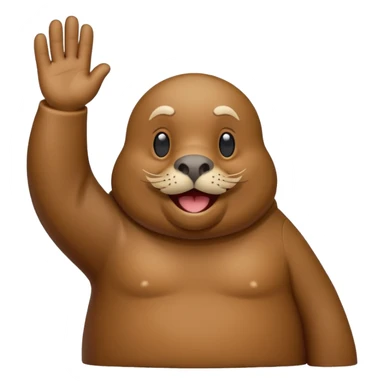 walrus waving sticker