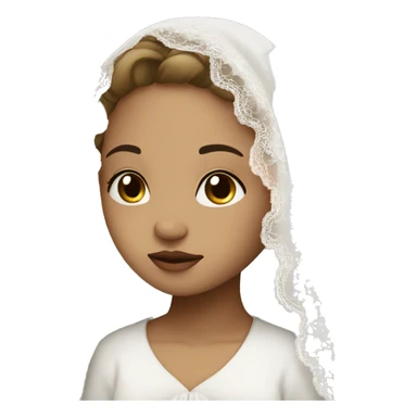 Light skin girl praying with eyes closed and lace white veil  sticker
