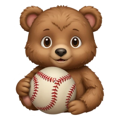 Baby bear with baseball sticker
