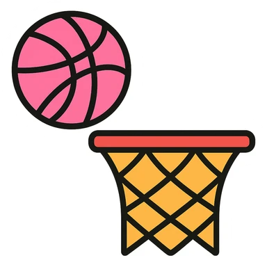 Change the netball to pink, keep the outlined icon style with the hoop, and maintain the transparent background. sticker
