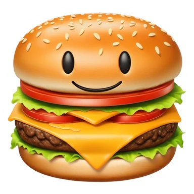 a cheeseburger with a smiley face on it sticker