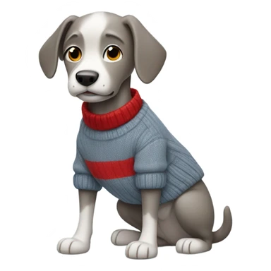 Dog with grey sweater with his paws in his pockets with blue pants and red shoes sticker