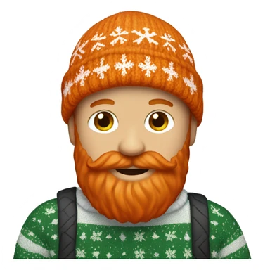 Redhead man with orange beard and christmas sweater and hat sticker