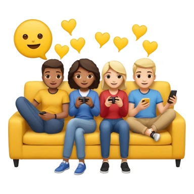 group of friends on couch playing a game couch should be deep yellow color sticker