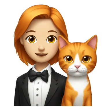 tuxedo girl and orange cat sticker