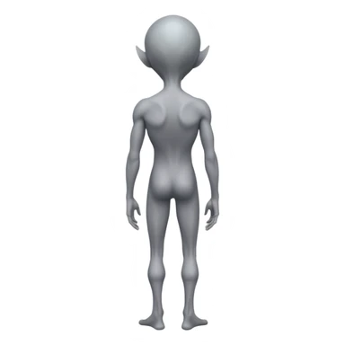 fullbody gray alien looking over his shoulders, rear backview sticker