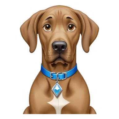 scooby doo, brown great dane with blue collar diamond shaped dog tag with gold s in middle sticker