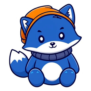 blue fox winter hat with ear flaps sticker