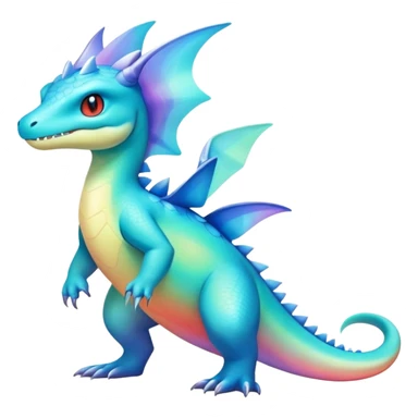 Colorful Iridescent Exotic Aurorus-Amaura-Croconaw-Salamence-Fakémon-hybrid-creature (full body)  sticker