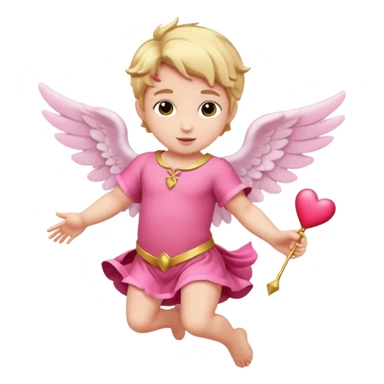Full body Cupid in pink with no bow in hair flying sticker