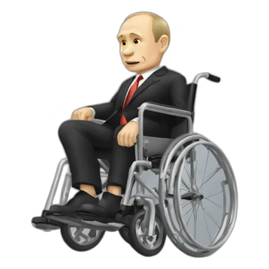 Depressed vladimir putin monke uitcase golden wheelchair jump sticker