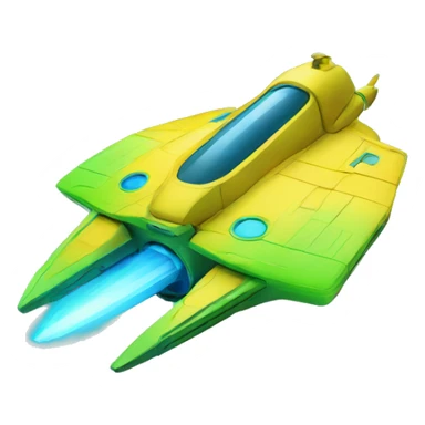 spaceship yellow green blue tone sticker