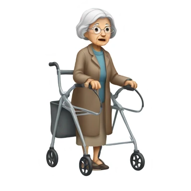 Old lady with a walker sticker