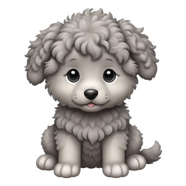 Gray curly puppy sticker