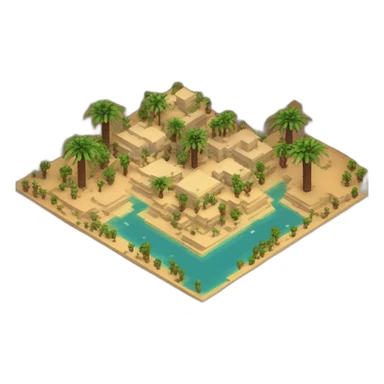 isometric-3d-desert-oasis-minecraft sticker