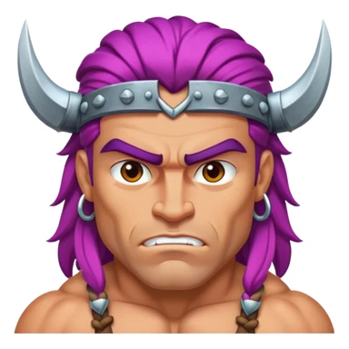 a barbarian with big eyebrows and colourful hair, powefull and strong sticker