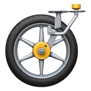 Emoji-style aircraft landing gear with a single wheel and strut, simplified design, clean lines, cartoon-like, isolated on white background, minimal shading sticker