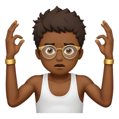 black boy in stringer with gold glasses frustrated pulling hair sticker