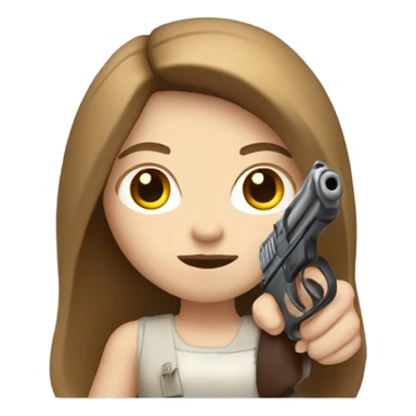 Pale girl Long brown hair holding a gun  sticker