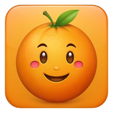 Hermès-style orange fruit, very simple and minimal, cute emoji style sticker