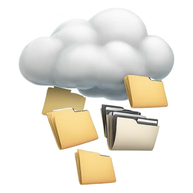 A cloud with folders and files flying in and out of it. sticker