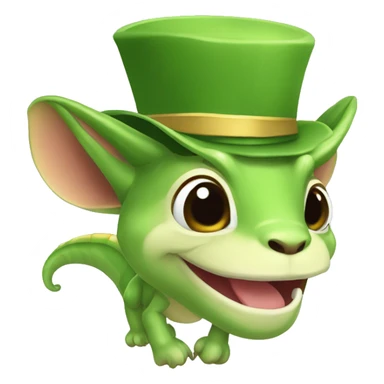 camaleon verde sonriendo con cara de humano y un abrigo y gorro puestos sticker