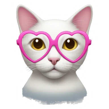 Cat with pink heart glasses sticker