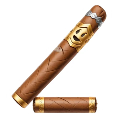 Emoji-style cigar icon, dark brown wrapper, subtle smoke, minimalistic, clean silhouette, metal details, no gold details sticker