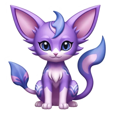 Shiny Exotic Cute Adorable Majestic Espeon-Purrloin-Mew-Meowstic-Hybrid-Creature with pattern-markings sticker
