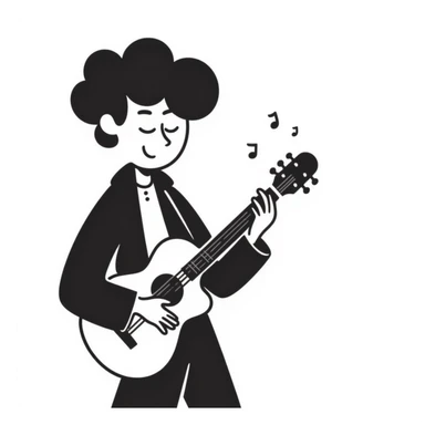Person passionately playing musical instrument with emotion sticker