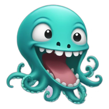 cute kraken laughing sticker