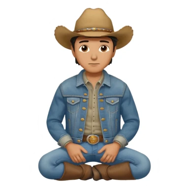 side profile of cowboy with kneews bent and hands on knees sticker