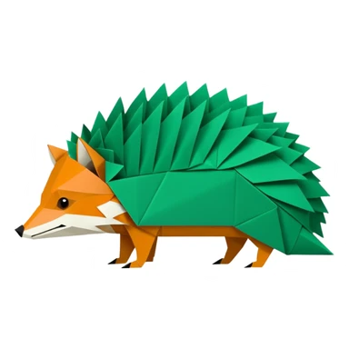 origami hedgehog half fox half hedgehog in color green #A8FBD3 the tail of fox sticker