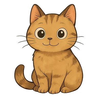 friendly cat with big eyes, cute, ghibli style sticker