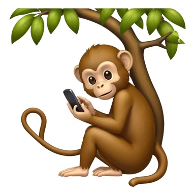 Monkey on a tree playing phone sticker