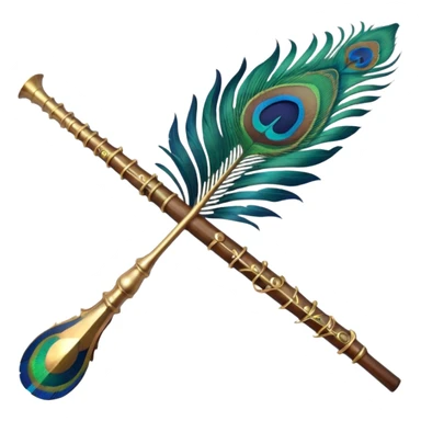 peacock feather emoji with krishna flute sticker